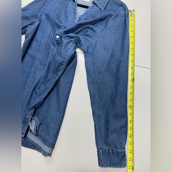 Main Street Blues denim button down tunic shirt women’s size L - Picture 13 of 14